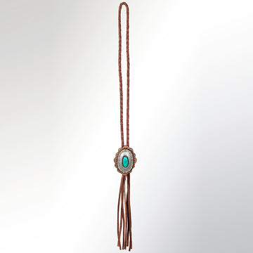 American Darling ADJW106C Braided Genuine Leather Jewelry Necklace with Concho